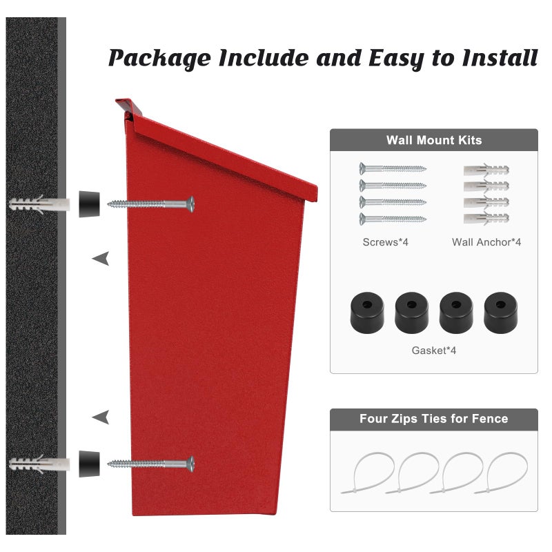 KYODOLED Wall-Mount Mailbox, Large Capacity Mail Box, Galvanized Steel Rust-Proof Metal Post Box, Mailboxes for Outside,15.7"x9.9"x4.9" Red - Image 5